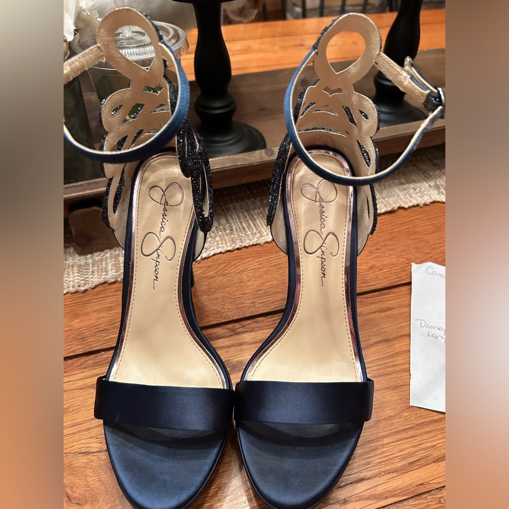 Jessica Simpson navy blue able strap heels
